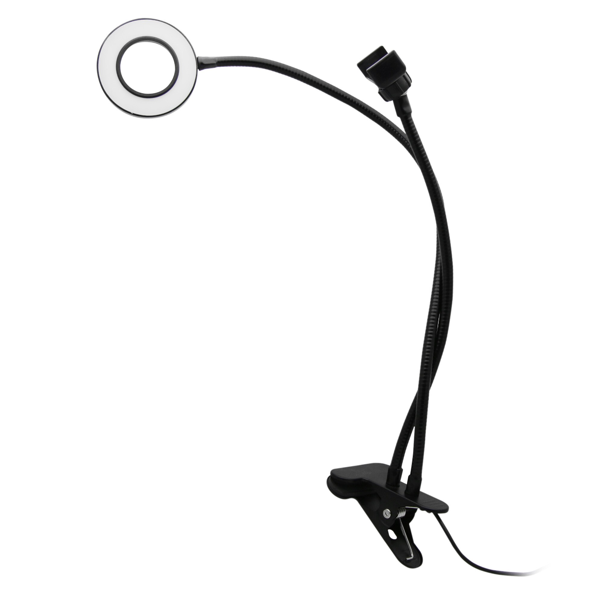 Lampa dusla cu clema si suport pentru telefon black