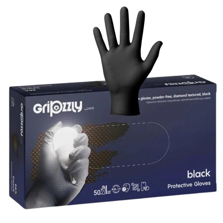 Manusi Nitril Gofrate Diamantate Black XL,50 buc