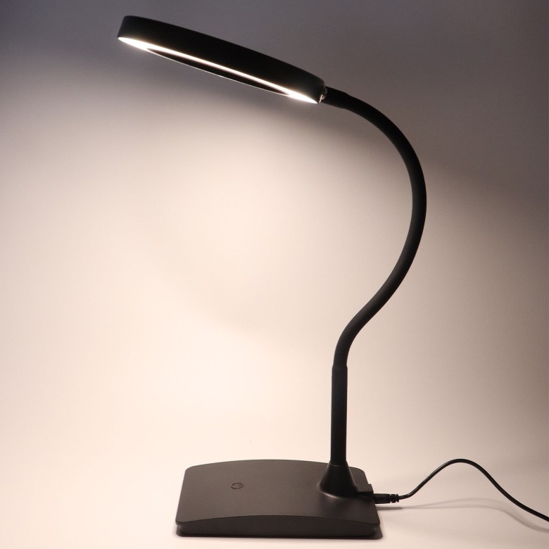 Lampa circulara de birou Black cu USB