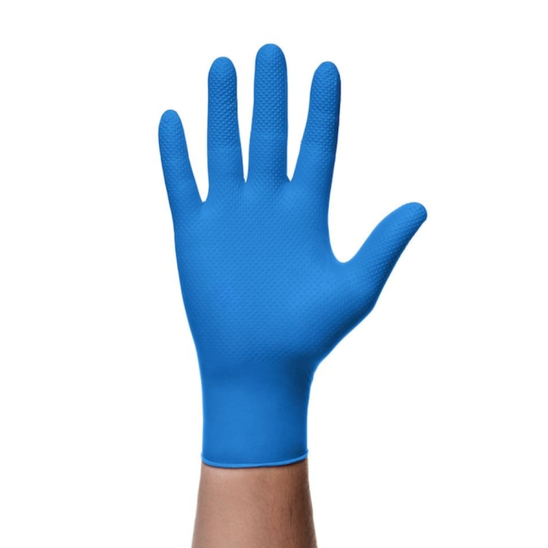 Manusi Nitril Gofrate Diamantate Blue L,50 buc