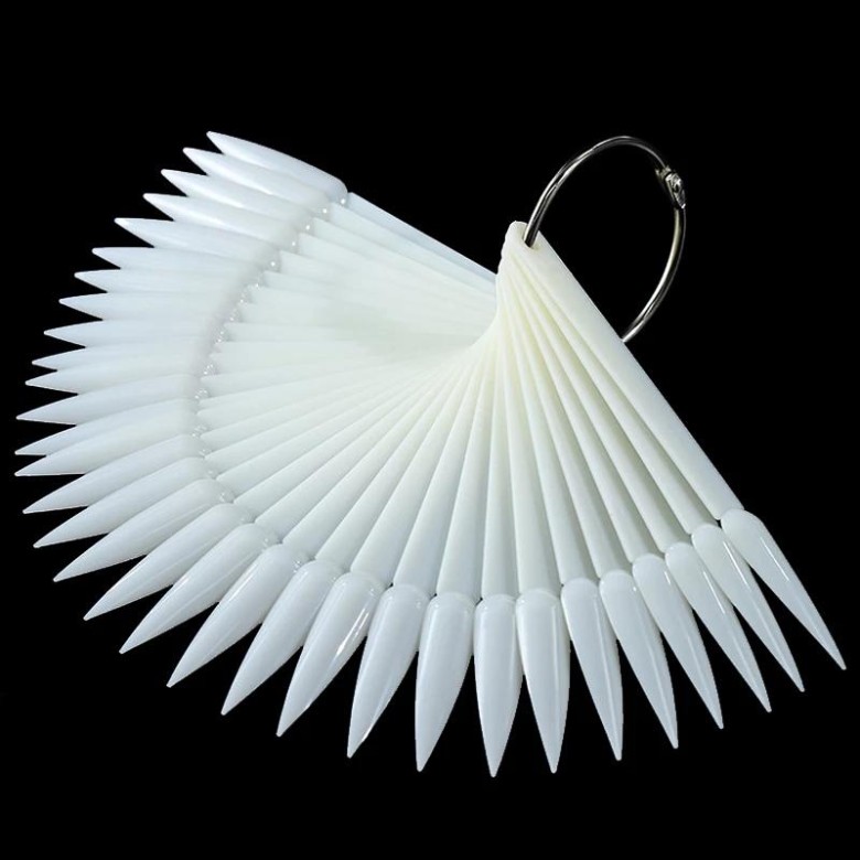 Tips-uri pe inel forma Stiletto ,culoare naturala, set 50 buc