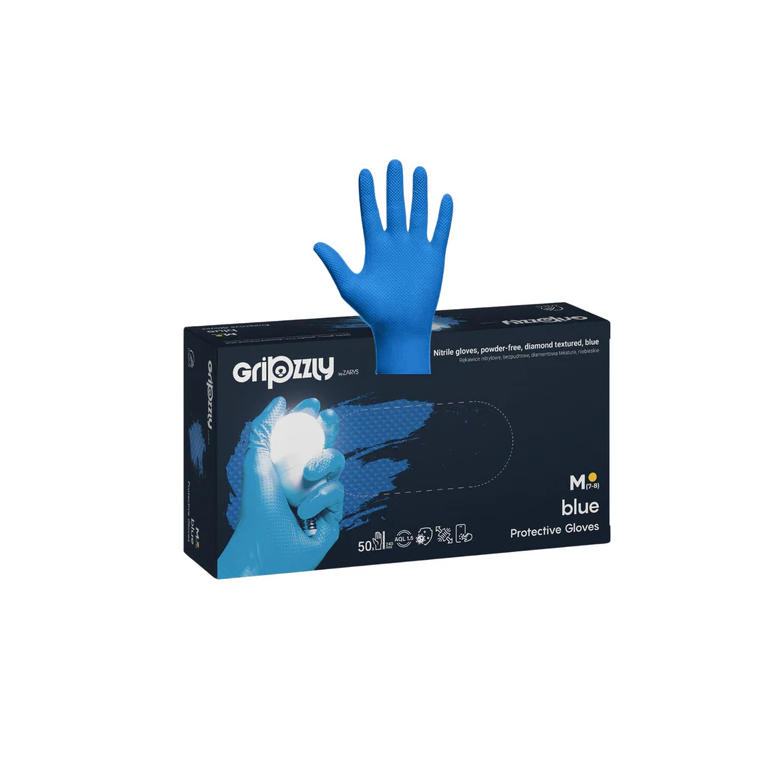 Manusi Nitril Gofrate Diamantate Blue L,50 buc