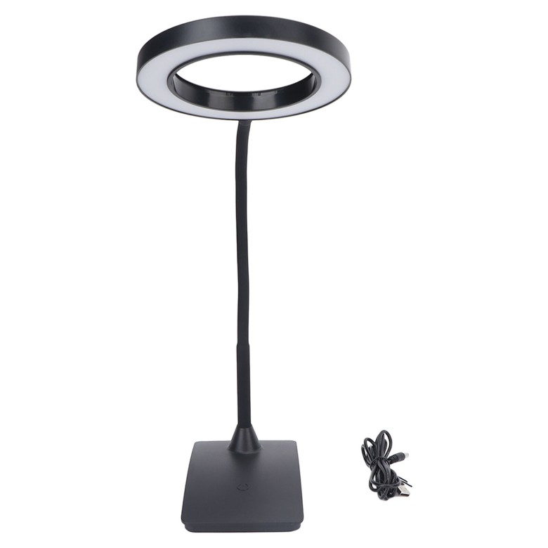 Lampa circulara de birou Black cu USB