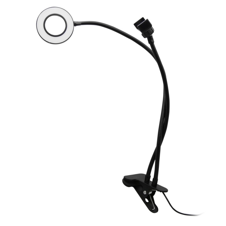 Lampa dusla cu clema si suport pentru telefon black
