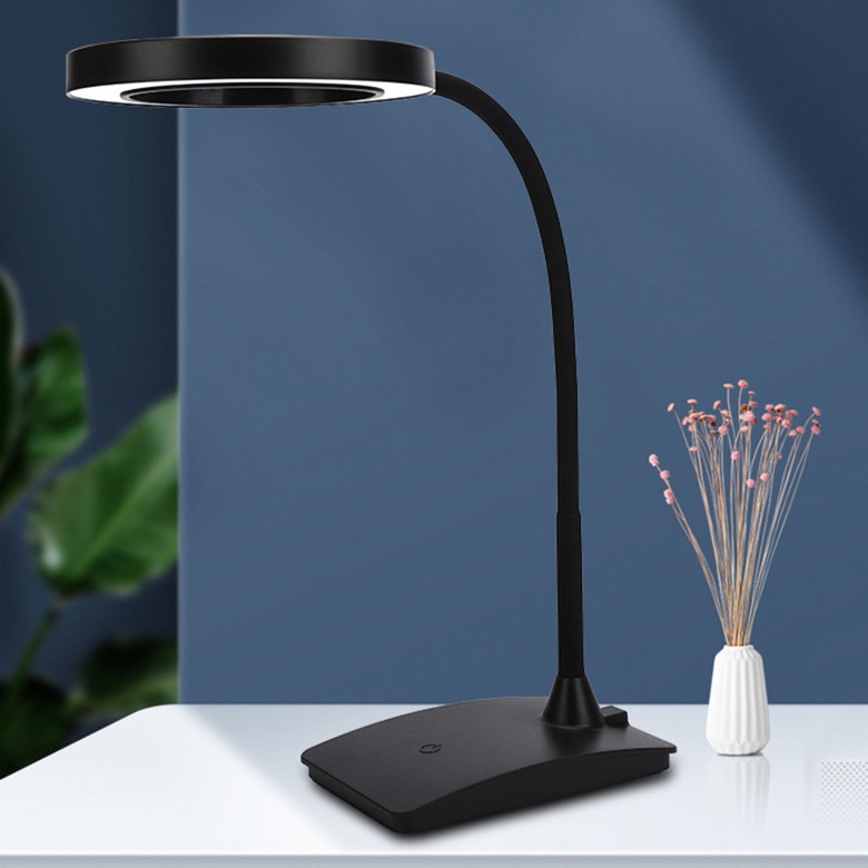 Lampa circulara de birou Black cu USB