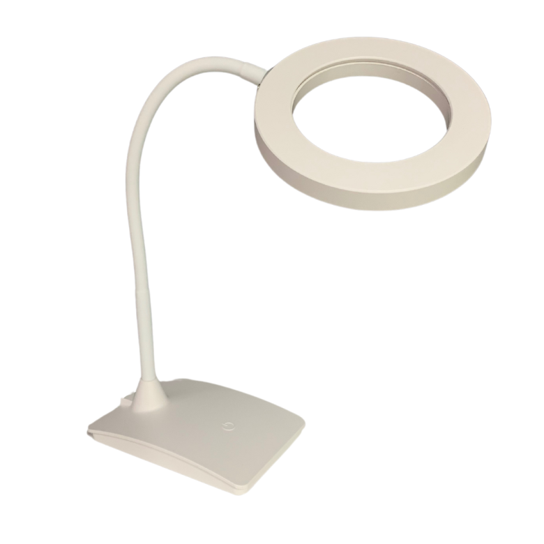 Lampa circulara de birou White cu USB