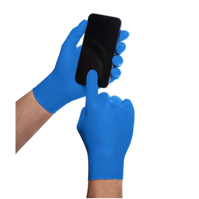 Manusi Nitril Gofrate Diamantate Blue L,50 buc
