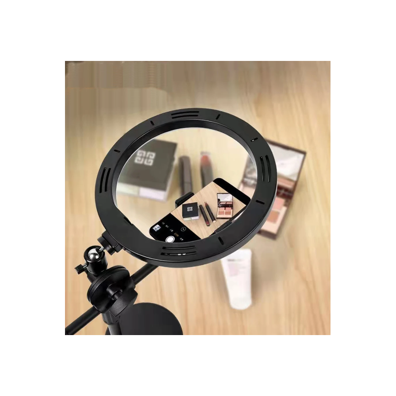 Lampa circulara cu 2 suporturi de masa pentru telefon