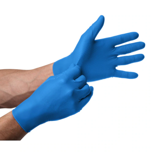 Manusi Nitril Gofrate Diamantate Blue L,50 buc