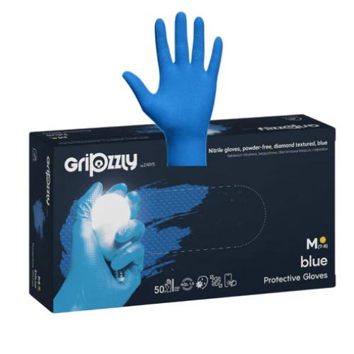 Manusi Nitril Gofrate Diamantate Blue L,50 buc