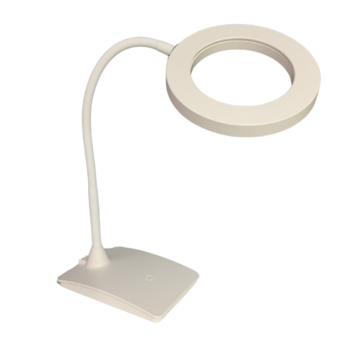 Lampa circulara de birou White cu USB